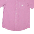 CHAPS Mens Pink & White Check Shirt M Button-Down Collar Short Sleeve Cotton