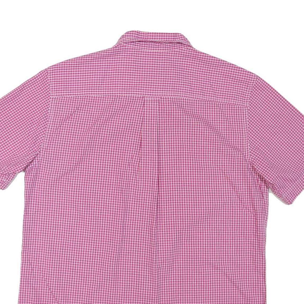 CHAPS Mens Pink & White Check Shirt M Button-Down Collar Short Sleeve Cotton