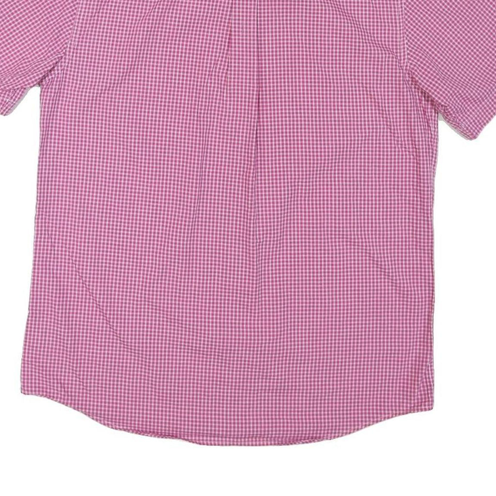 CHAPS Mens Pink & White Check Shirt M Button-Down Collar Short Sleeve Cotton