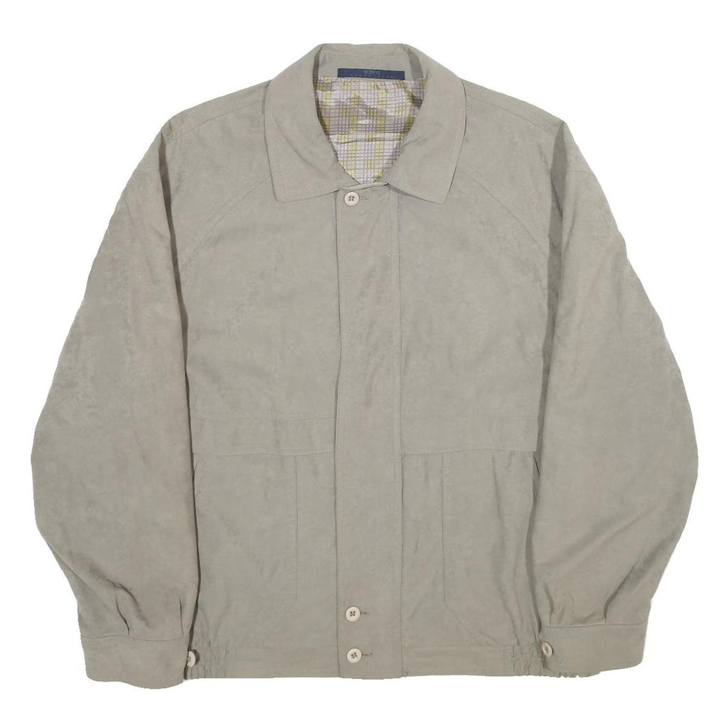 KEMPEL Mens Beige Polyester Blend Zip Jacket XL Woven Plain Lightweight