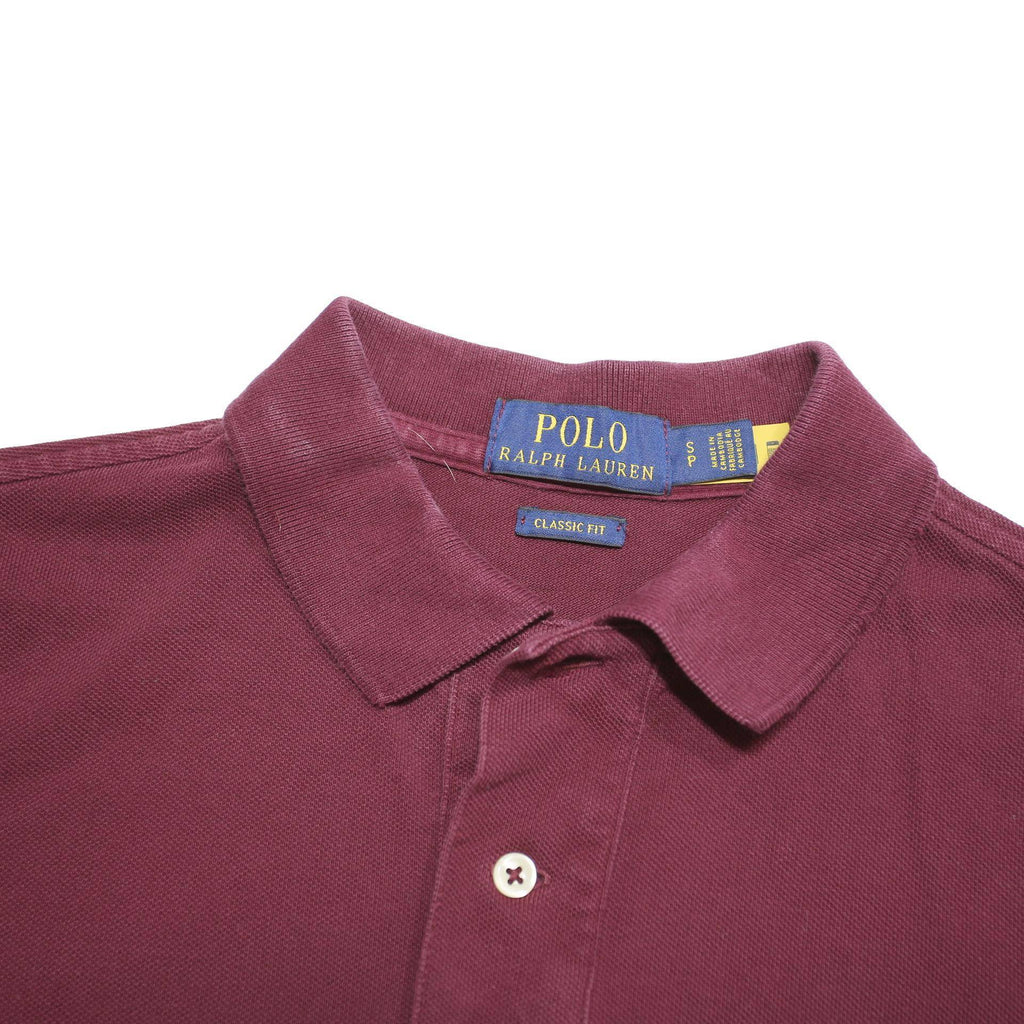 POLO RALPH LAUREN Mens Maroon Polo Shirt S Classic Fit Short Sleeve Cotton Blend