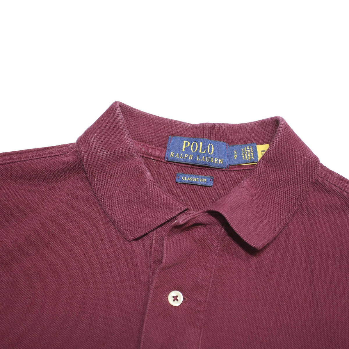 POLO RALPH LAUREN Mens Maroon Polo Shirt S Classic Fit Short Sleeve Cotton Blend