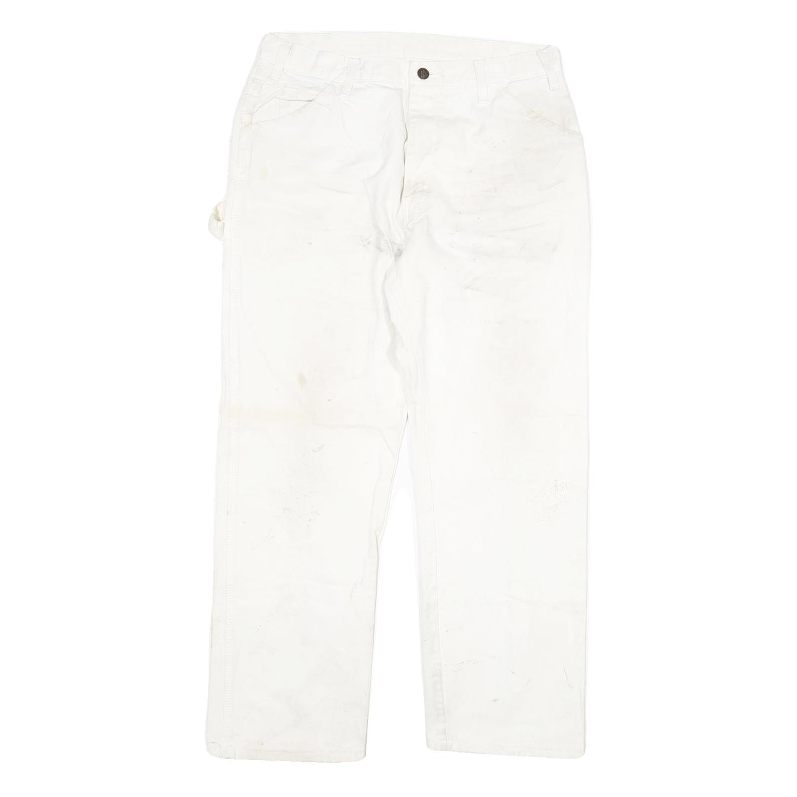 DICKIES Mens White Regular Fit Straight Denim Jeans W34 L30 Workwear Utility