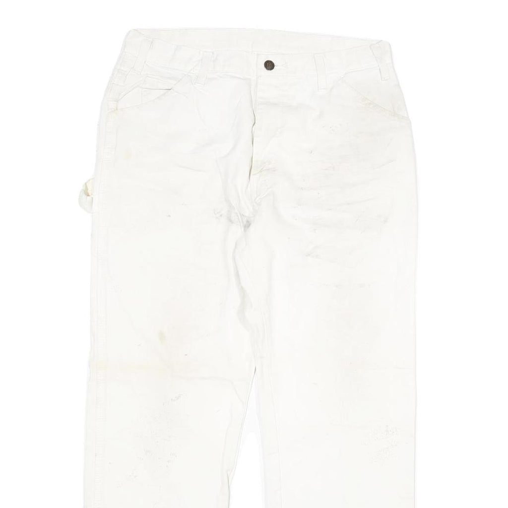 DICKIES Mens White Regular Fit Straight Denim Jeans W34 L30 Workwear Utility