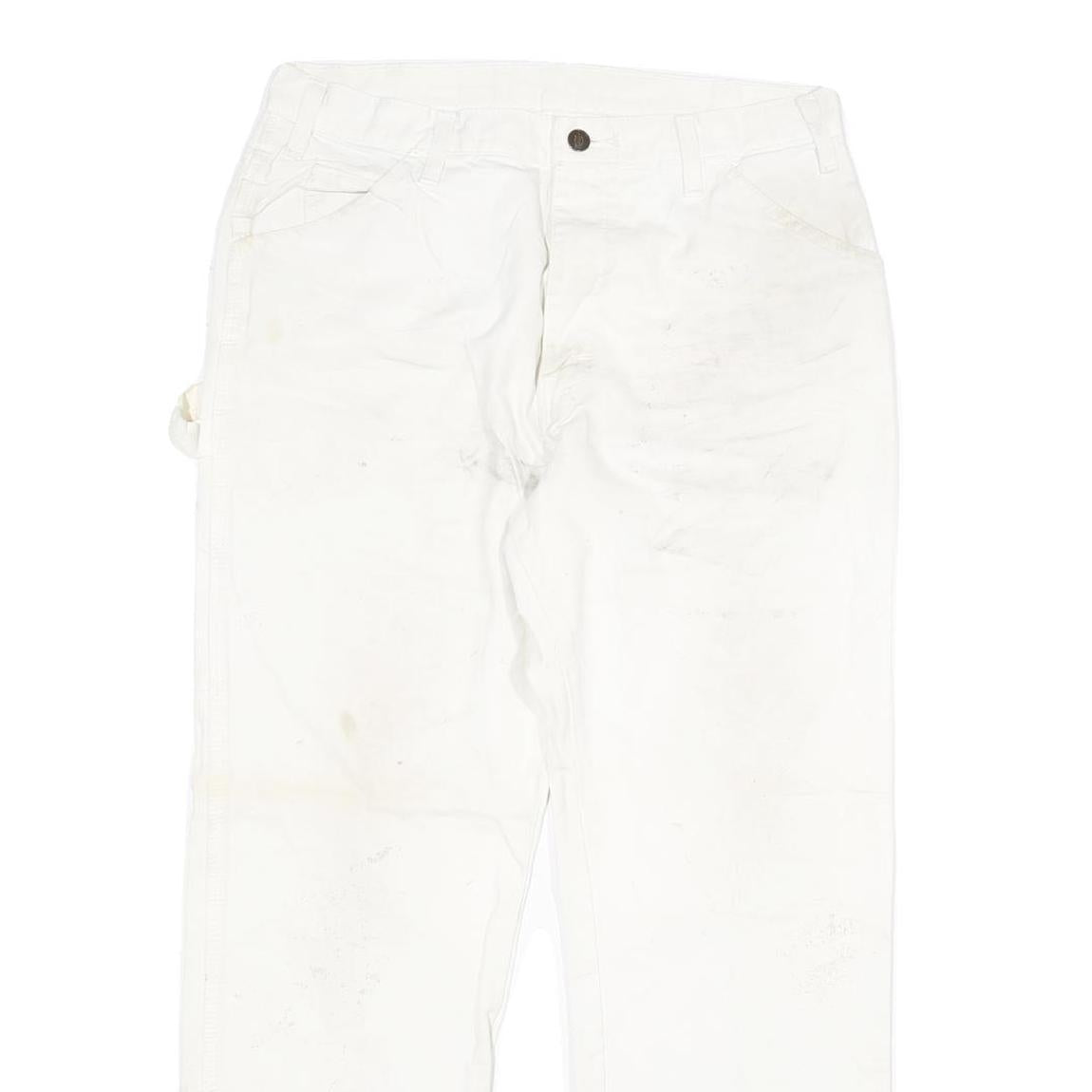 DICKIES Mens White Regular Fit Straight Denim Jeans W34 L30 Workwear Utility