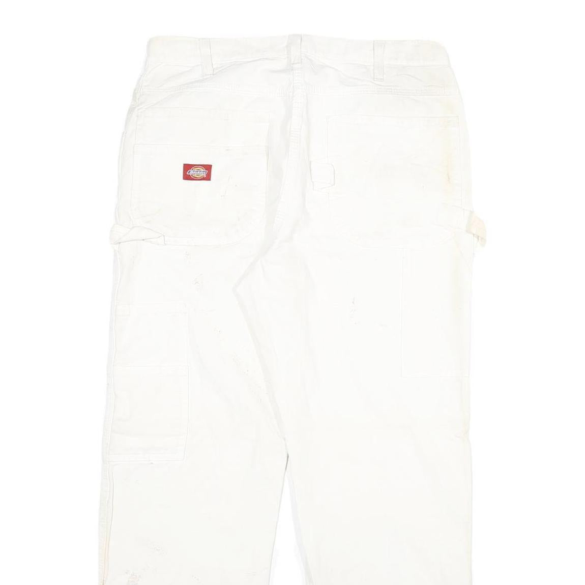 DICKIES Mens White Regular Fit Straight Denim Jeans W34 L30 Workwear Utility