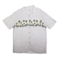 ISLAND SHORES Mens White Rayon XL Shirt Tropical Palm Tree Print Casual Summer