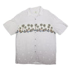ISLAND SHORES Mens White Rayon XL Shirt Tropical Palm Tree Print Casual Summer