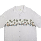 ISLAND SHORES Mens White Rayon XL Shirt Tropical Palm Tree Print Casual Summer