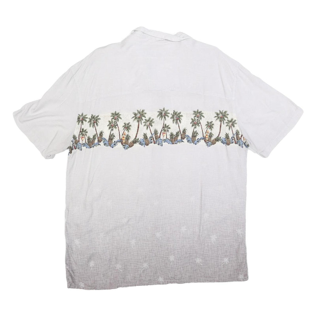 ISLAND SHORES Mens White Rayon XL Shirt Tropical Palm Tree Print Casual Summer