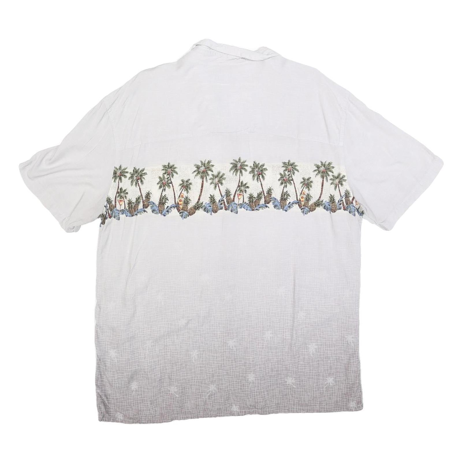 ISLAND SHORES Mens White Rayon XL Shirt Tropical Palm Tree Print Casual Summer
