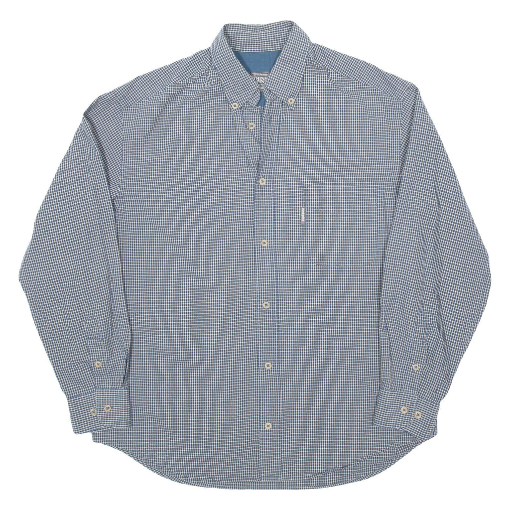 THINK PINK Mens Shirt Blue Check Long Sleeve M