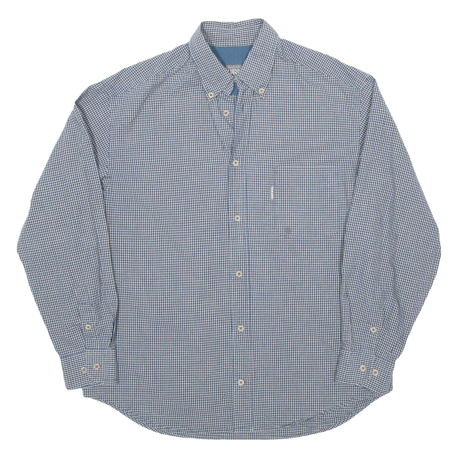 THINK PINK Mens Shirt Blue Check Long Sleeve M