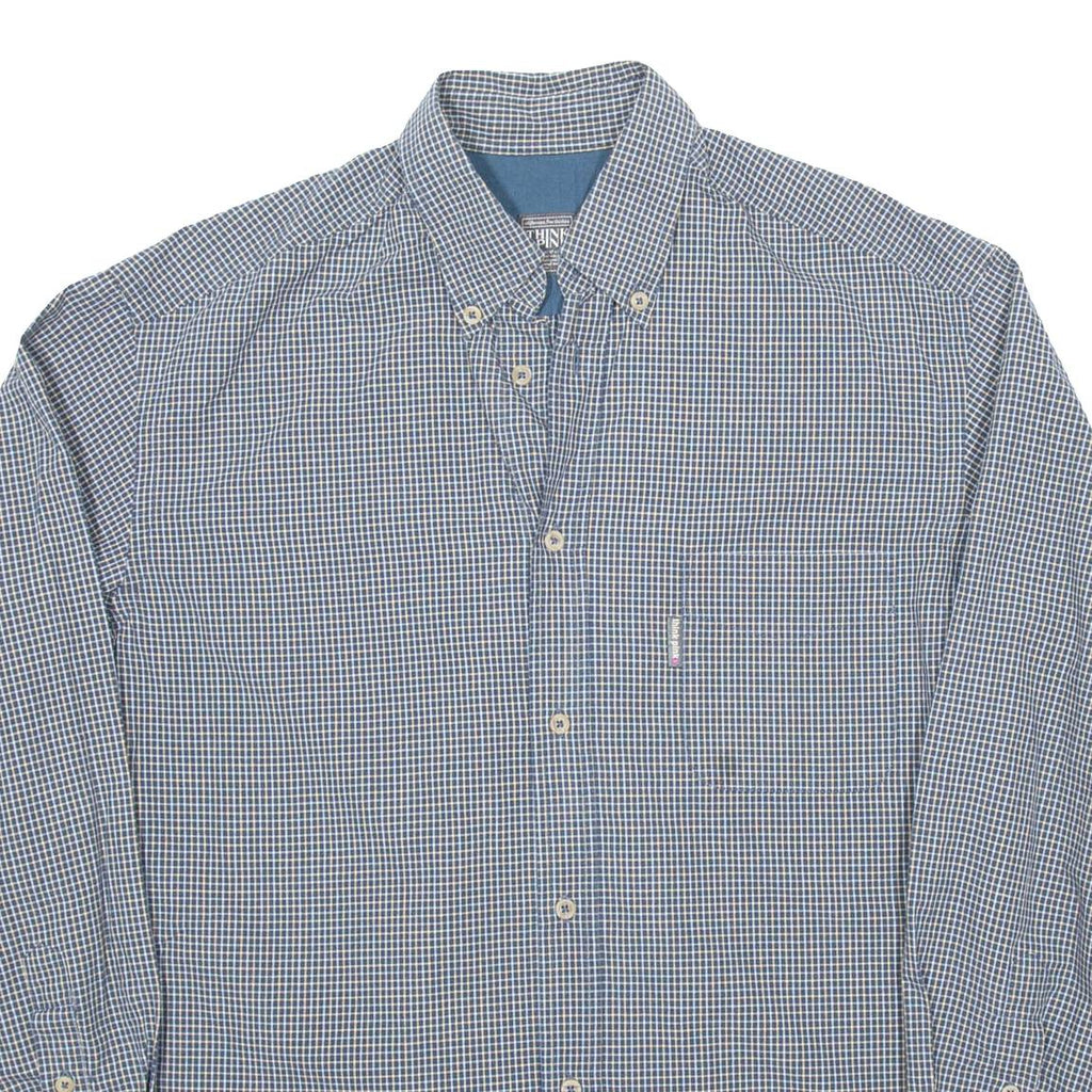 THINK PINK Mens Shirt Blue Check Long Sleeve M