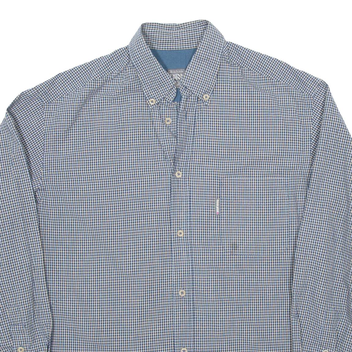 THINK PINK Mens Shirt Blue Check Long Sleeve M