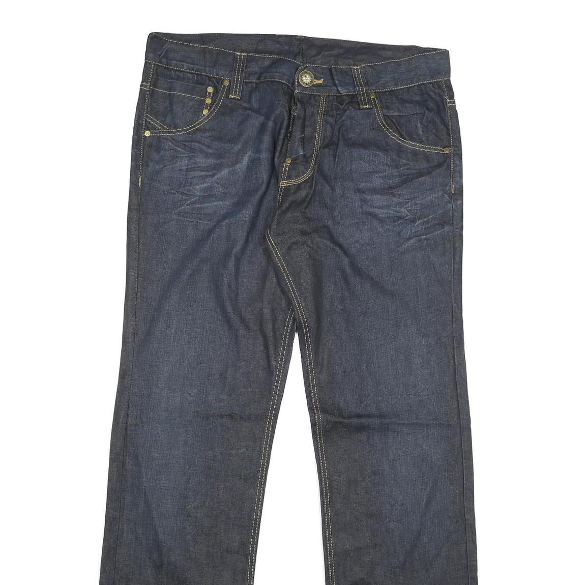 ICEMAN Womens Jeans Blue Regular Straight Denim W36 L34 Embroidered Back Pockets