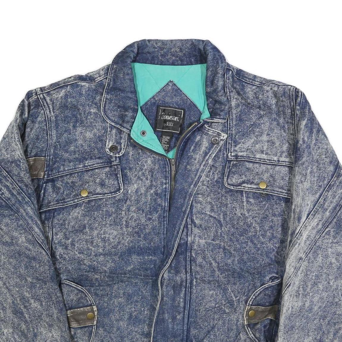 BOULEVARD Mens Blue Denim Cotton Zip Jacket M Vintage Retro Casual Outerwear