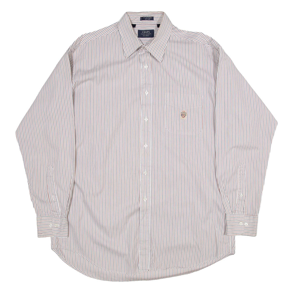 CHAPS Mens Shirt White Striped Long Sleeve XL