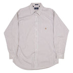 CHAPS Mens Shirt White Striped Long Sleeve XL
