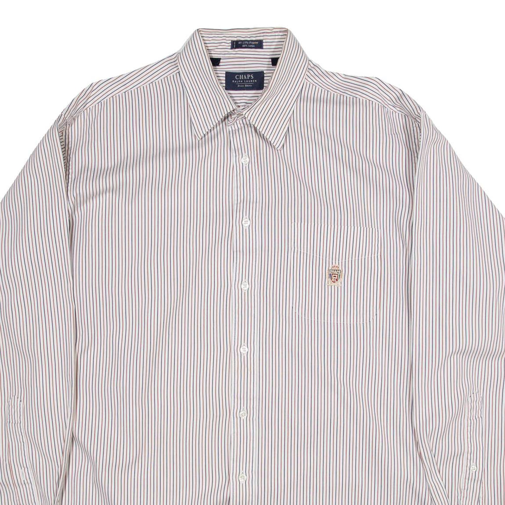 CHAPS Mens Shirt White Striped Long Sleeve XL