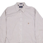 CHAPS Mens Shirt White Striped Long Sleeve XL