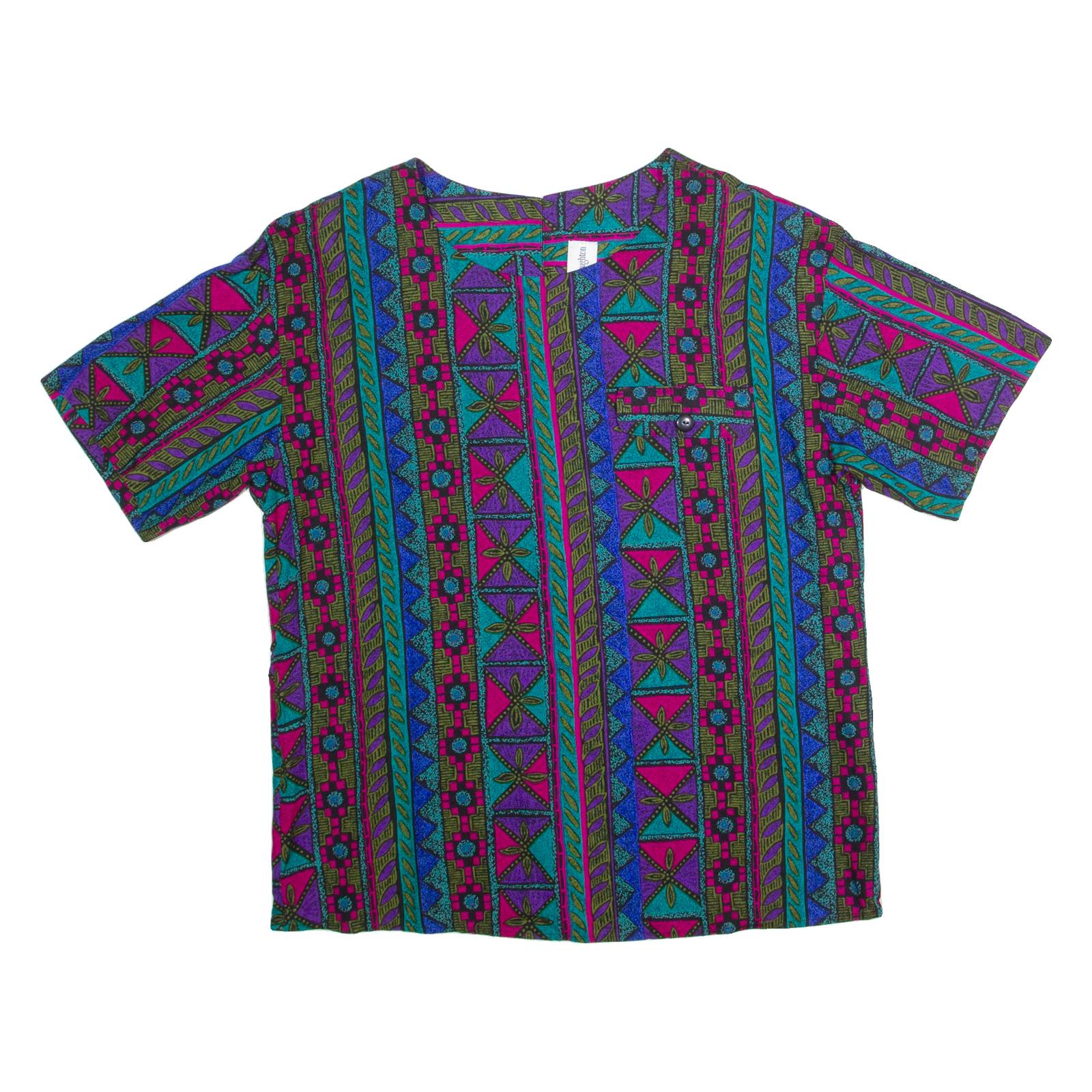 NORTON MCNAUGHTON Womens Printed Blouse Blue 90s Crazy Pattern S