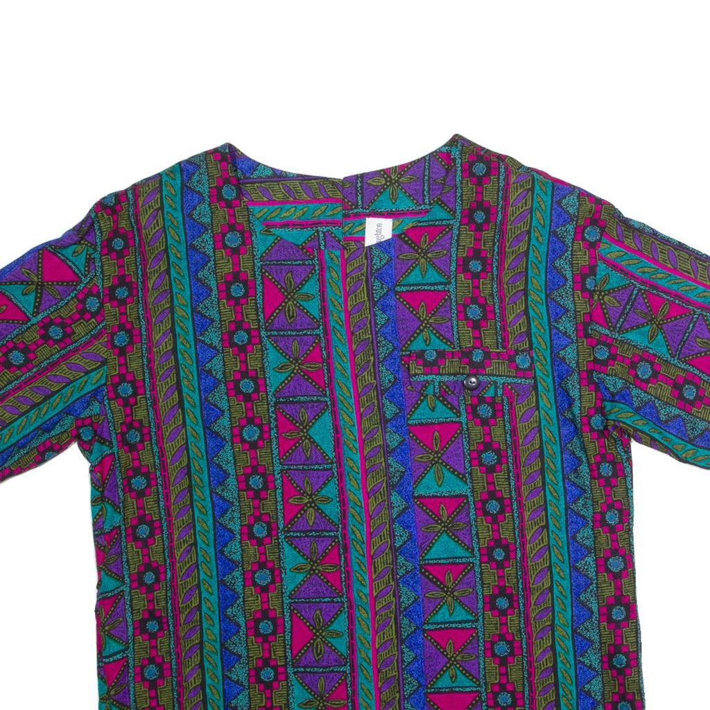 NORTON MCNAUGHTON Womens Printed Blouse Blue 90s Crazy Pattern S