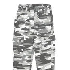 Womens Cotton Blend Grey Camouflage Regular Fit Tapered Leg Trousers W24 L25