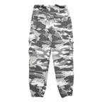 Womens Cotton Blend Grey Camouflage Regular Fit Tapered Leg Trousers W24 L25