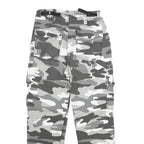 Womens Cotton Blend Grey Camouflage Regular Fit Tapered Leg Trousers W24 L25