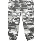Womens Cotton Blend Grey Camouflage Regular Fit Tapered Leg Trousers W24 L25