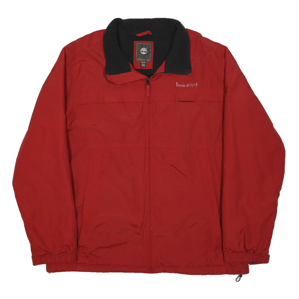 TIMBERLAND Mens Red Black Zip Jacket 2XL Polyester Blend Outdoor Casual