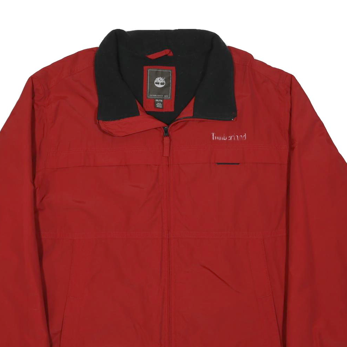 TIMBERLAND Mens Red Black Zip Jacket 2XL Polyester Blend Outdoor Casual