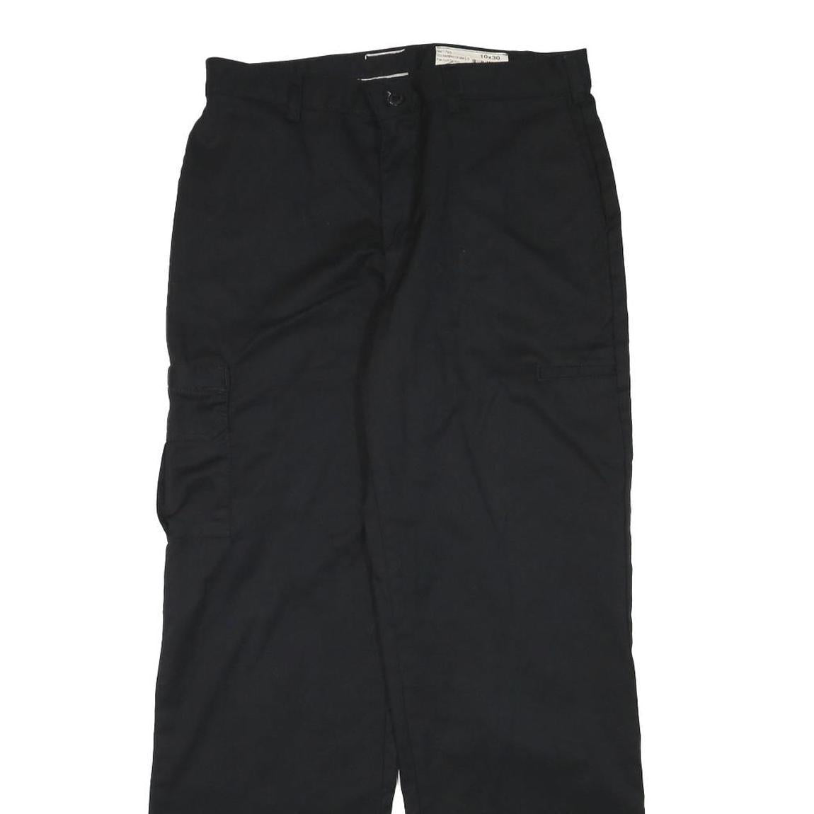 DICKIES Mens Black Cotton Blend Regular Straight Trousers W30 L30 Workwear Zip