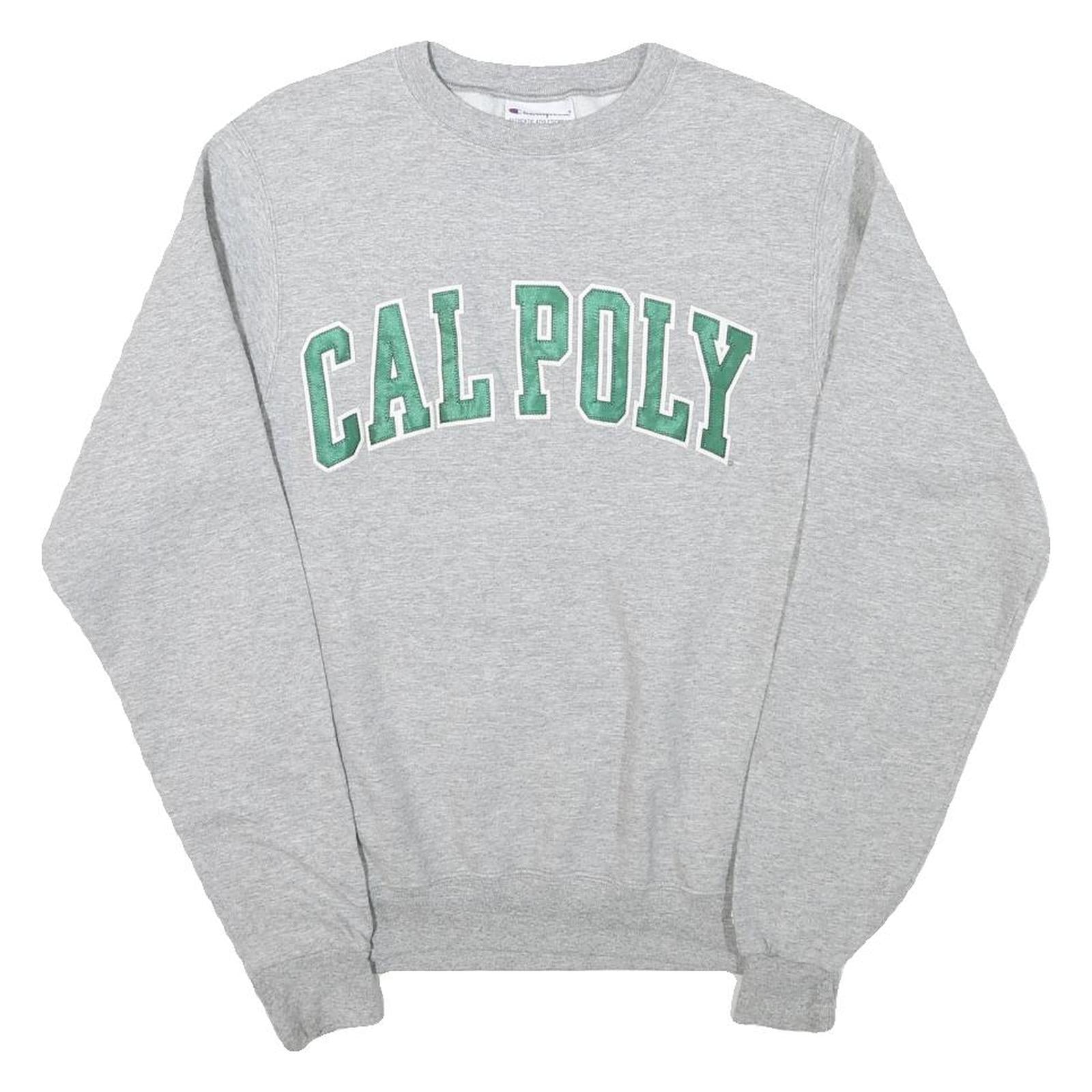 CHAMPION Mens Grey Cal Poly Crew Neck XS Cotton Blend Sweatshirt Casual Pullover