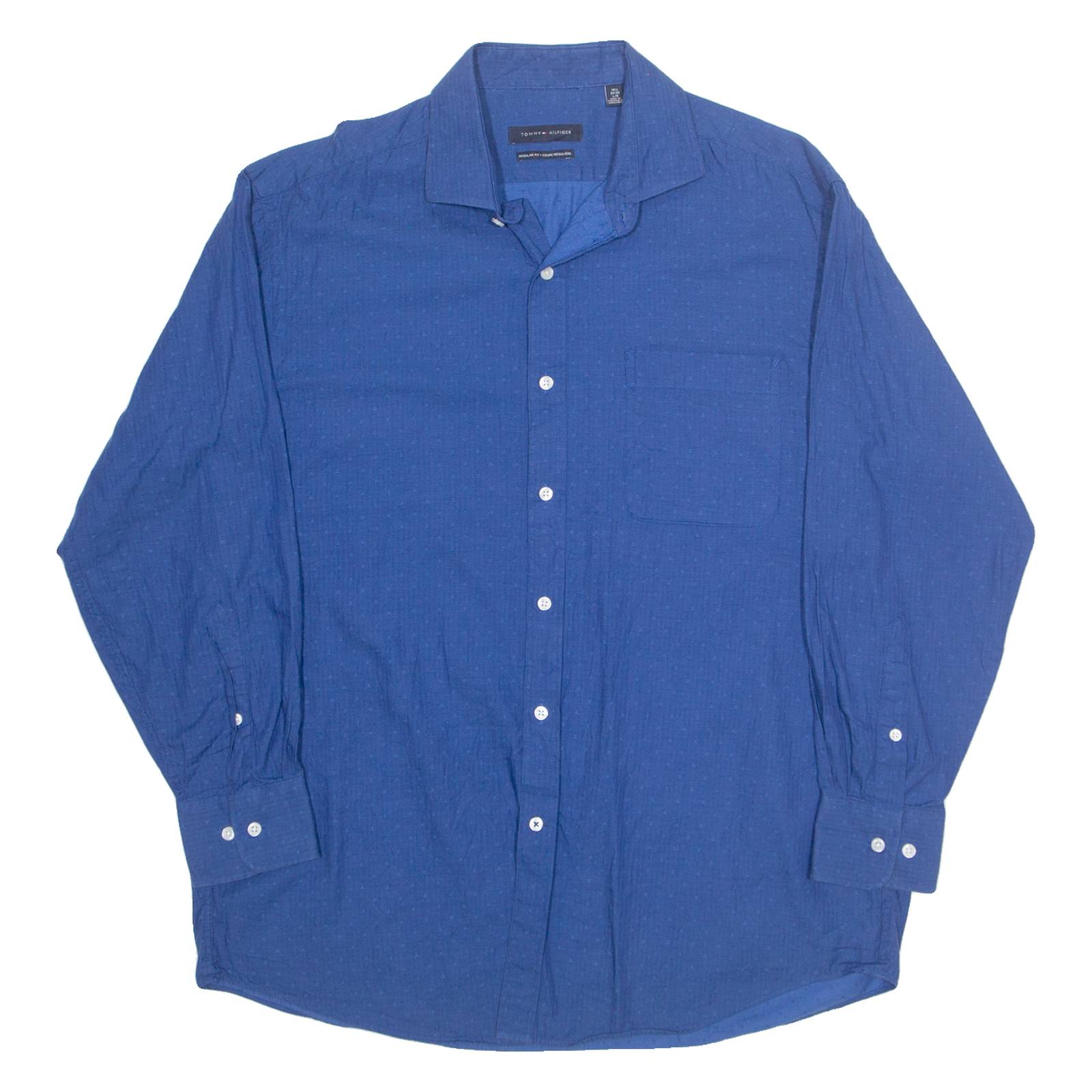 TOMMY HILFIGER Mens Shirt Blue Spotted Long Sleeve L