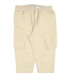 ZARA Womens Cotton Blend Cream Slim Jogger Cargo Trousers W32 L26 Drawstring