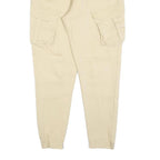 ZARA Womens Cotton Blend Cream Slim Jogger Cargo Trousers W32 L26 Drawstring