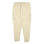 ZARA Womens Cotton Blend Cream Slim Jogger Cargo Trousers W32 L26 Drawstring