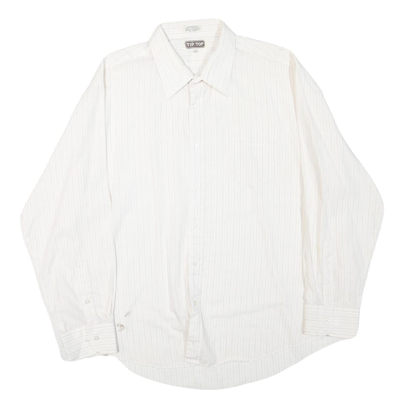 TIP TOP Mens White Shirt L Cotton Blend Button Collar Classic Style