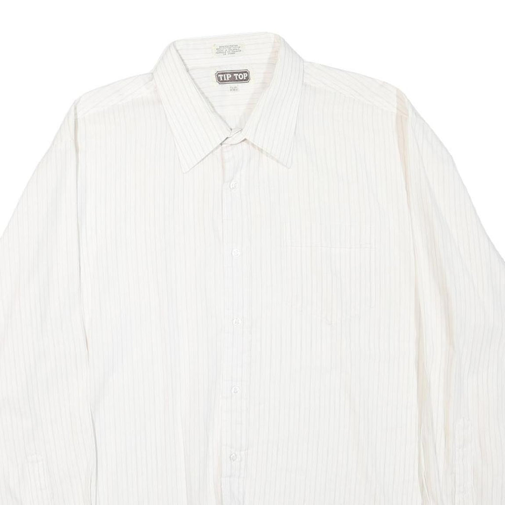 TIP TOP Mens White Shirt L Cotton Blend Button Collar Classic Style