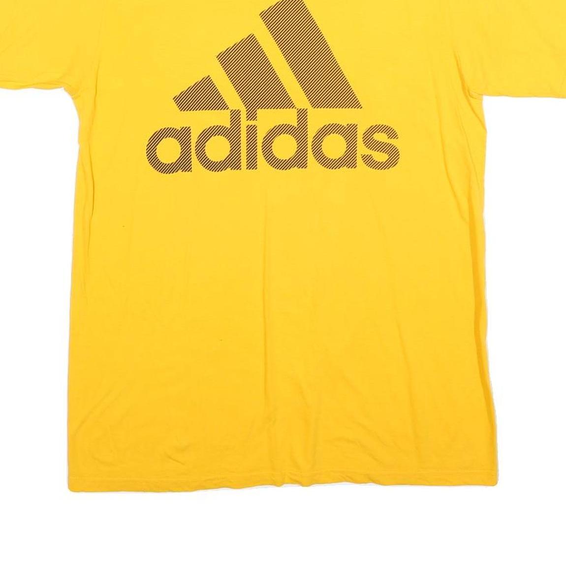 ADIDAS Mens Yellow Cotton Blend Graphic T-Shirt M Short Sleeve Crew Neck Casual