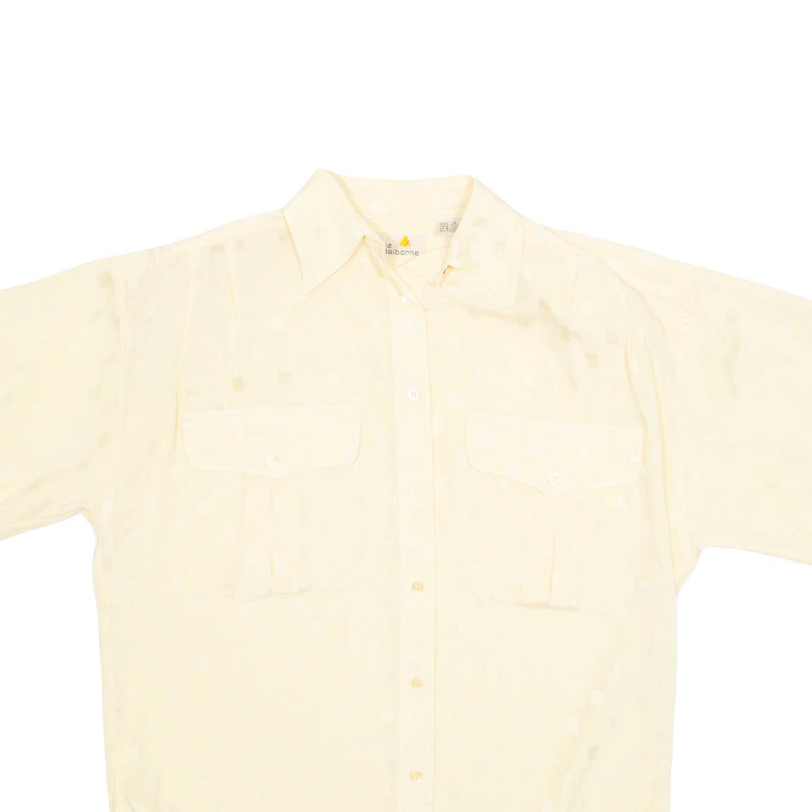 LIZ CLAIBORNE Womens Printed Blouse Yellow Collared M