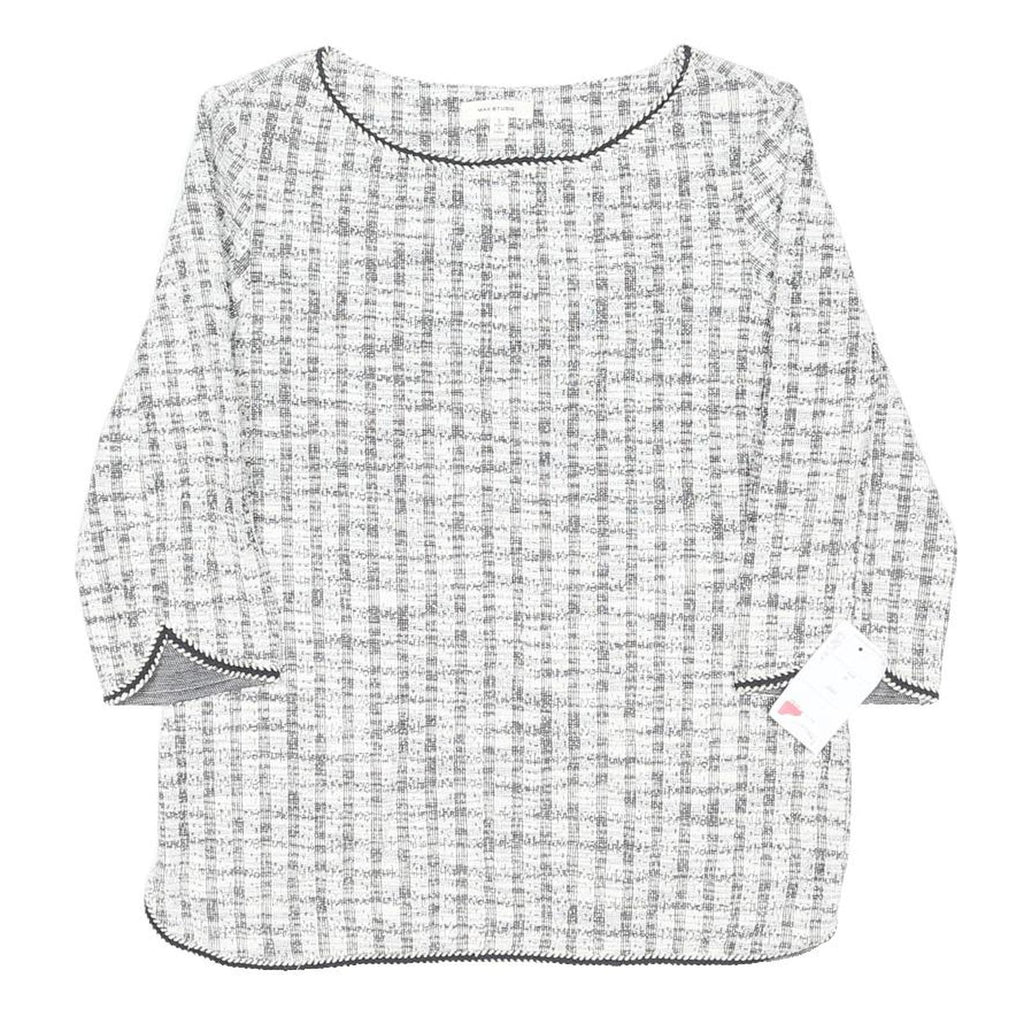 MAX MARA STUDIO Womens White Printed Basic 3/4 Sleeve Round Neck Top S