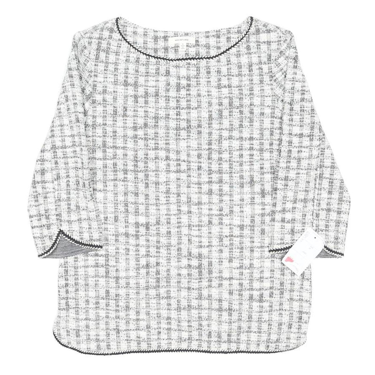 MAX MARA STUDIO Womens White Printed Basic 3/4 Sleeve Round Neck Top S