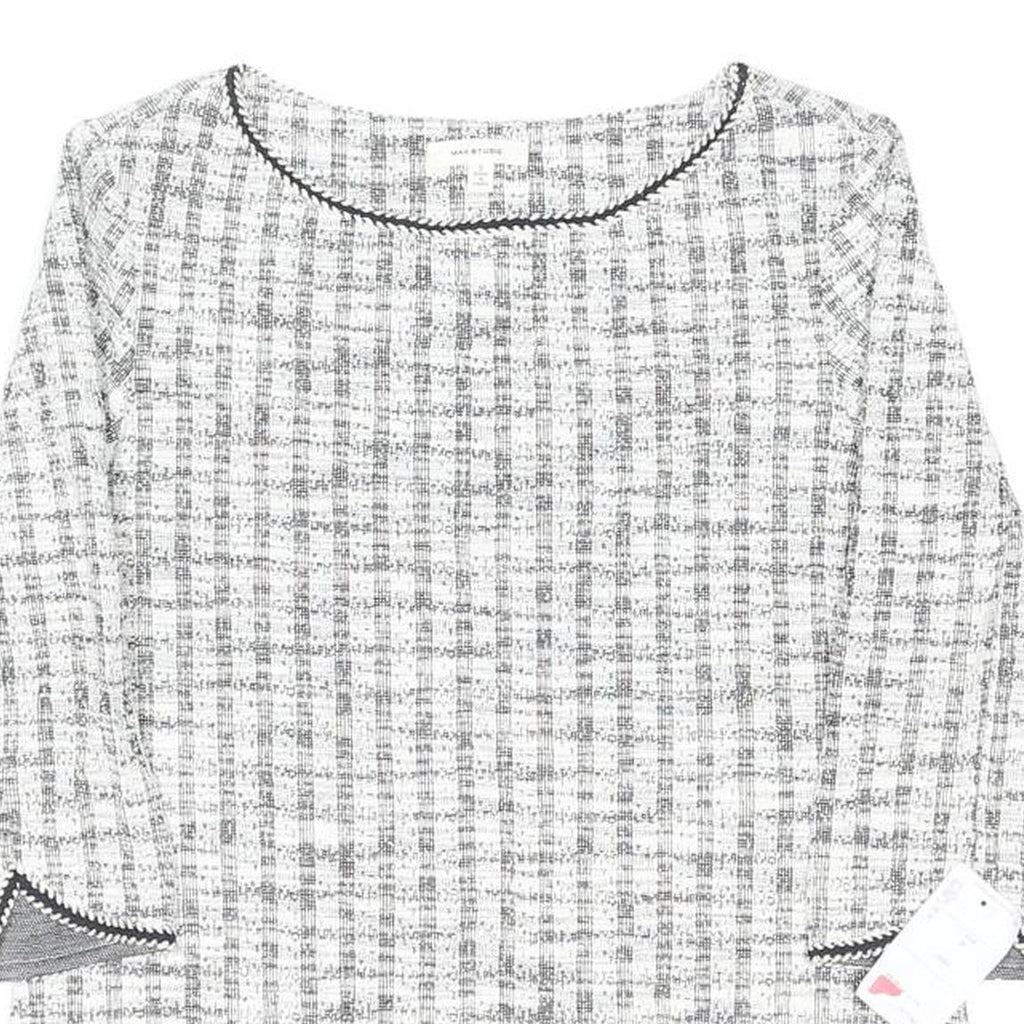 MAX MARA STUDIO Womens White Printed Basic 3/4 Sleeve Round Neck Top S