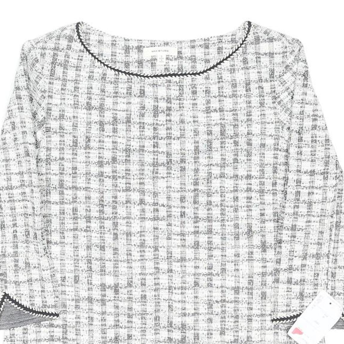 MAX MARA STUDIO Womens White Printed Basic 3/4 Sleeve Round Neck Top S