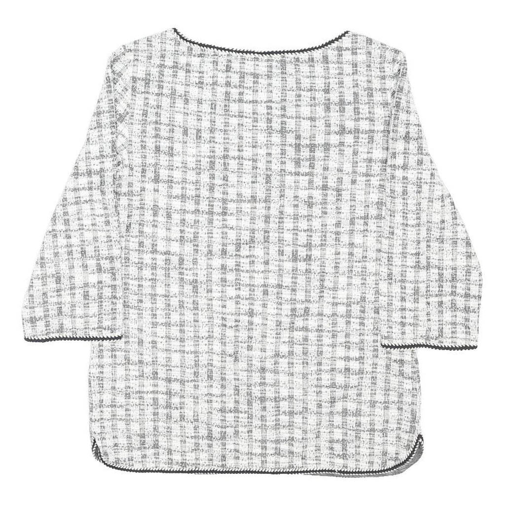 MAX MARA STUDIO Womens White Printed Basic 3/4 Sleeve Round Neck Top S