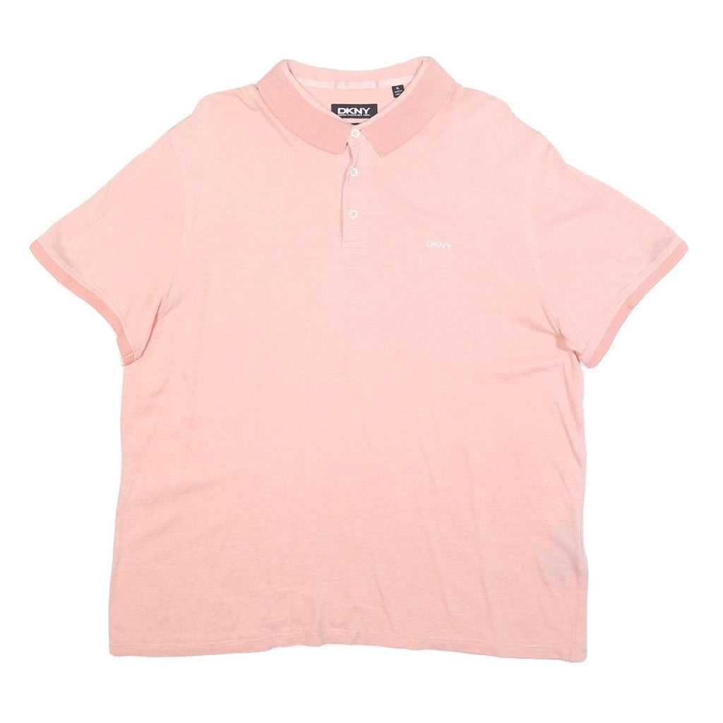 DKNY Mens Pink Polo Shirt XL Cotton Blend Short Sleeve Basic Casual