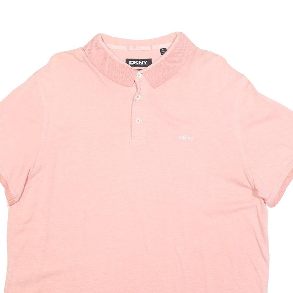 DKNY Mens Pink Polo Shirt XL Cotton Blend Short Sleeve Basic Casual